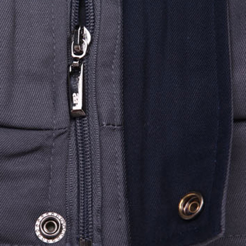 夹克-AC-7506男女夹条罗纹领棉工装夹克 灰/藏蓝