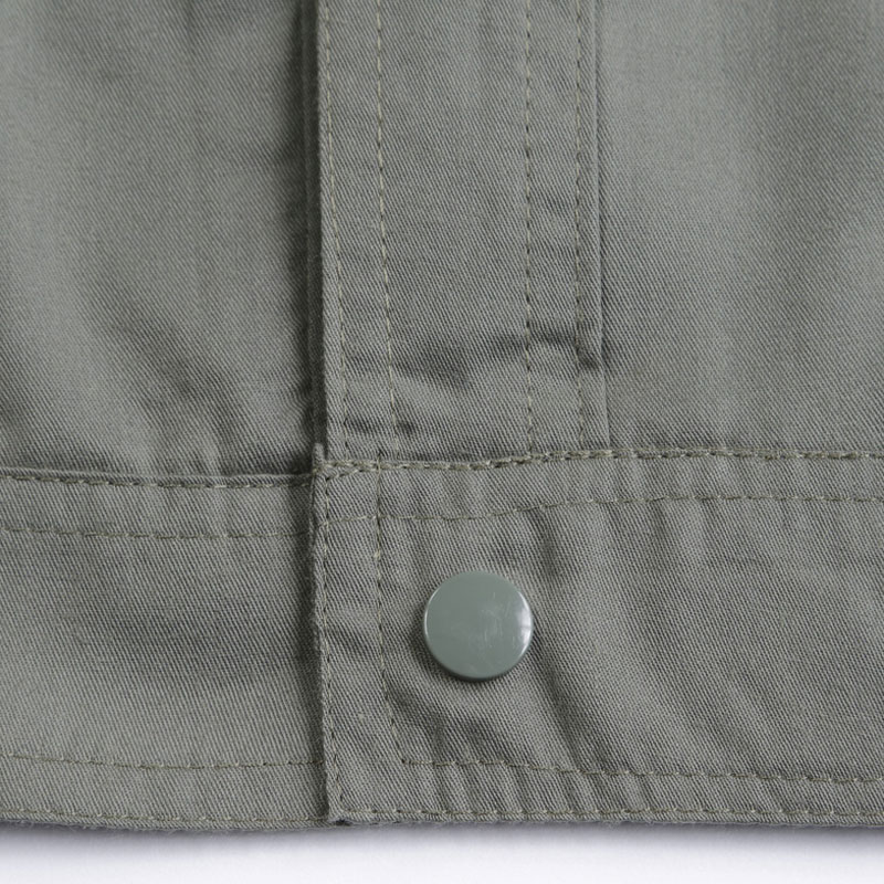 夹克-P2LS67-1男女款涤棉夏季短袖工装夹克 浅军绿