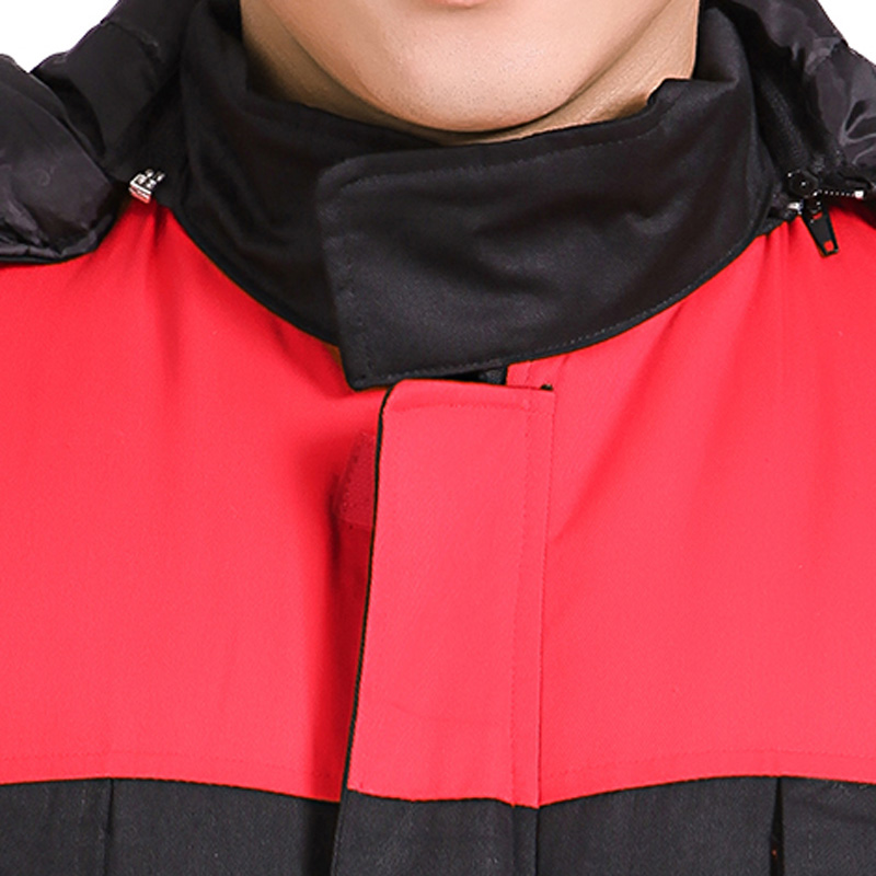 连体服-AC-7767S男女拼色冬季棉工装连体服 黑/红