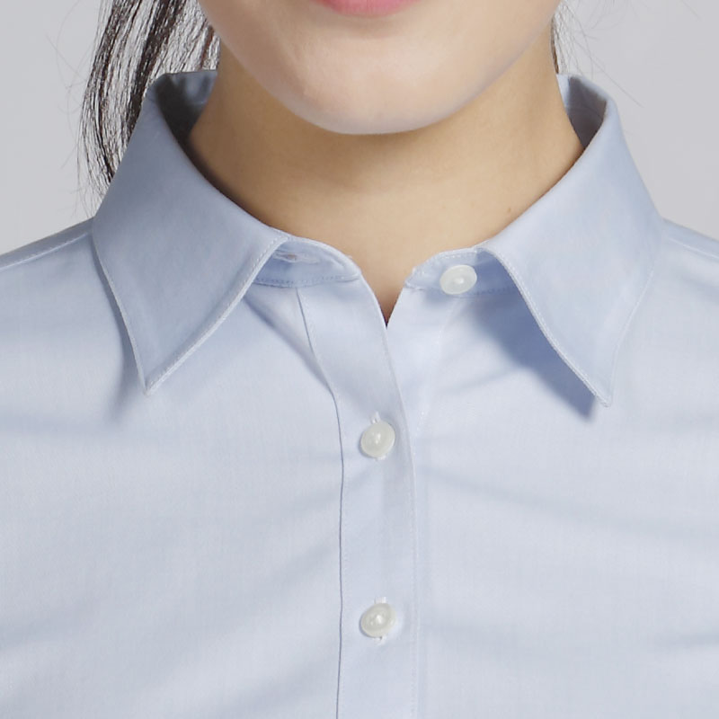 衬衫-G515F经典袖收身女士九分袖衬衫 浅蓝 浅绿