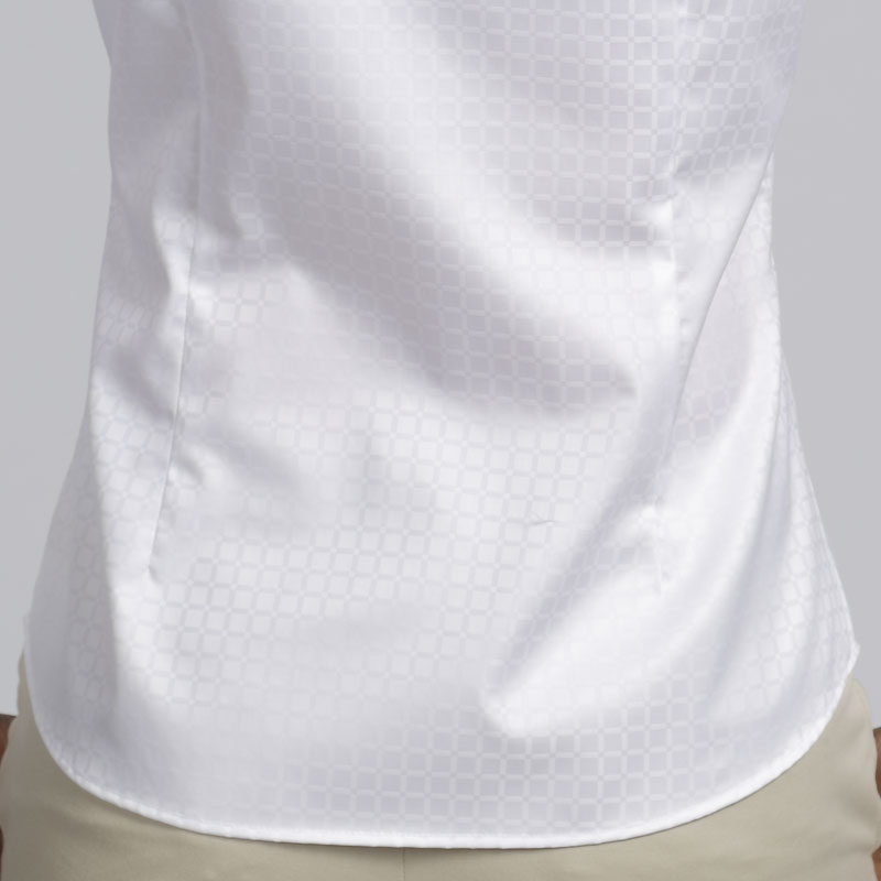 衬衫-G590F提花格子高档免烫压胶女士长袖衬衫 白色