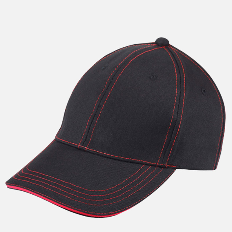 帽子-P0C1LE04撞色绗缝棒球帽 白 黑 红 桔 藏青 宝蓝